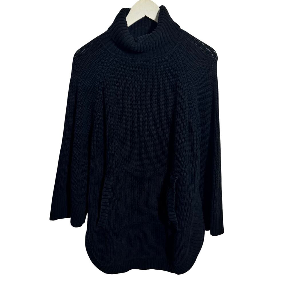 UGG Sweater Women S Black Knit‎ Kangaroo Pocket Minimal Modest Boho Tunic Turtle
